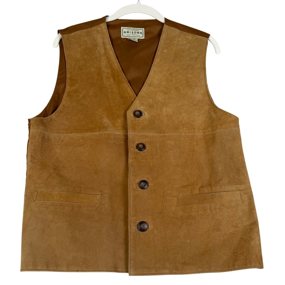 Arizona‎ Leather Suede Vest Brown Button Front Western Heritage Workwear Small